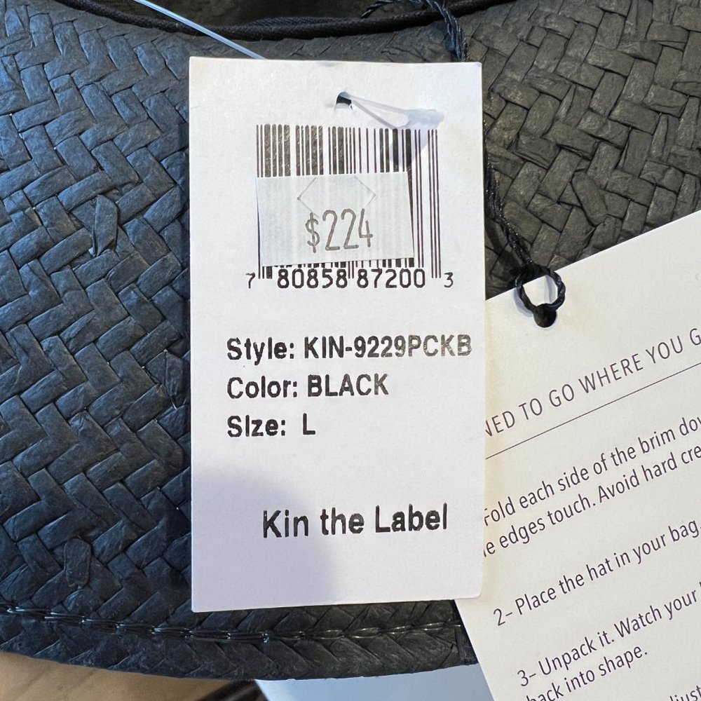 Kin the Label Black Straw Hat (Packable) - Picture 5 of 5